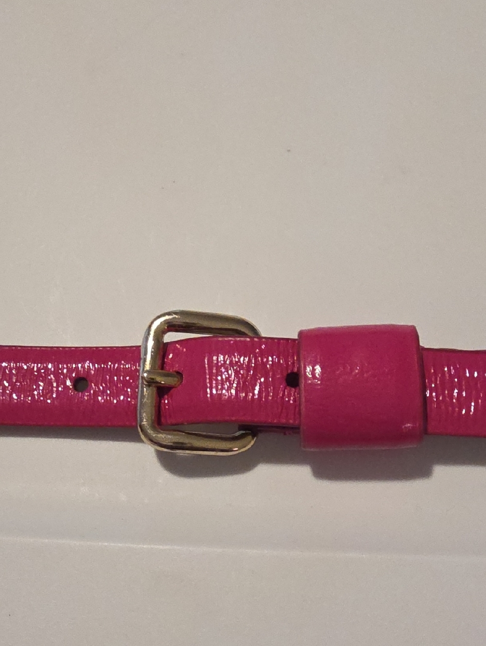 Pink Patent Leather Women’s Belt with Silver Buckle